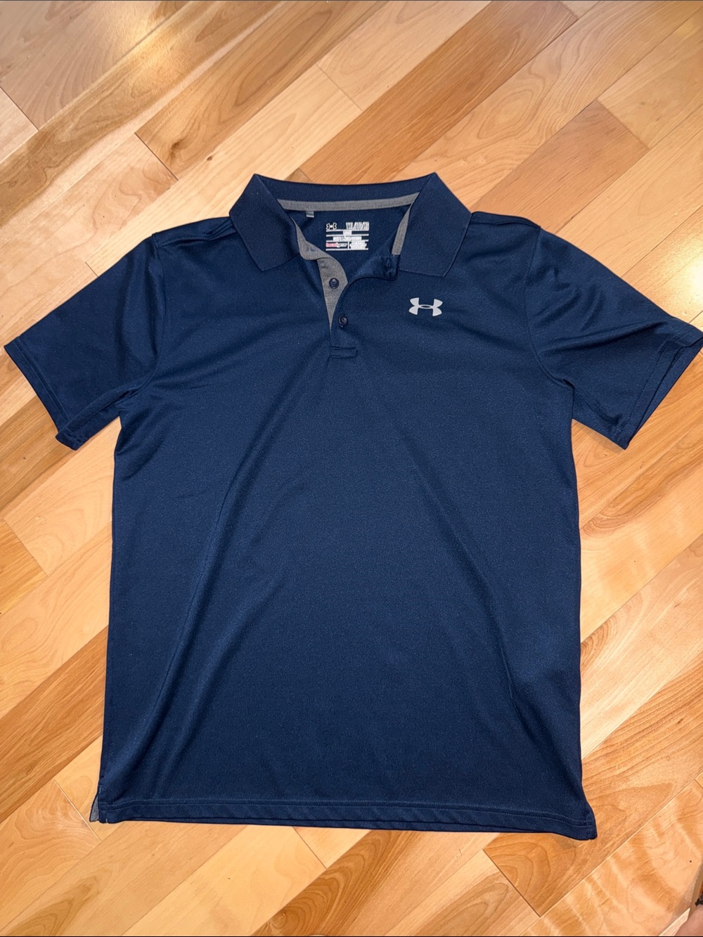 Under Armour Young Men’s Navy Blue Polo Shirt YXL EUC